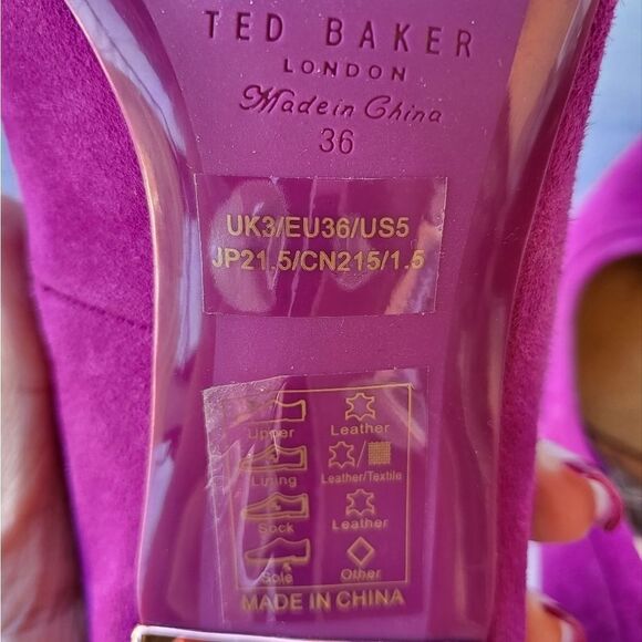 Ted‎ Baker Fuchsia Sayu Pointed Toe Suede Pump Stilleto Heels Size 5US - Picture 10 of 11
